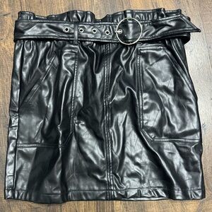 Haute Monde Black Faux Leather Mini Skirt